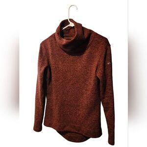 Columbia Women Maroon Cowl Turtleneck Fleece Pullover High-Low Hem Sweater Sz XS